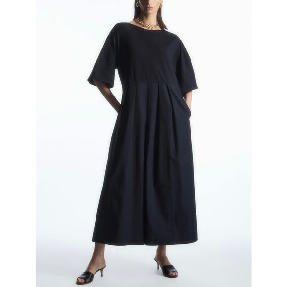 COS Wide Leg Jumpsuit Palazzo Pants Black Culottes XS Cotton Short Sleeve - Picture 2 of 13